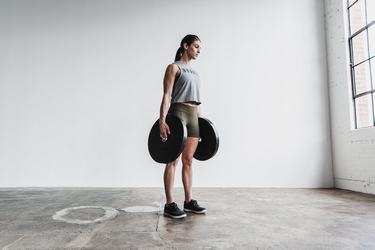 Nobull Mid-Rise 4" Plush Heather Women's Shorts Olive | Australia (JL1304)
